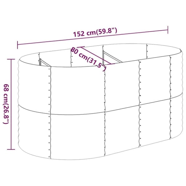 vidaXL plantekrukke 152x80x68 cm pulverlakeret stål sølvfarvet