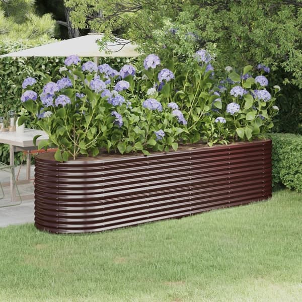 vidaXL plantekasse 296x80x68 cm pulverlakeret stål brun