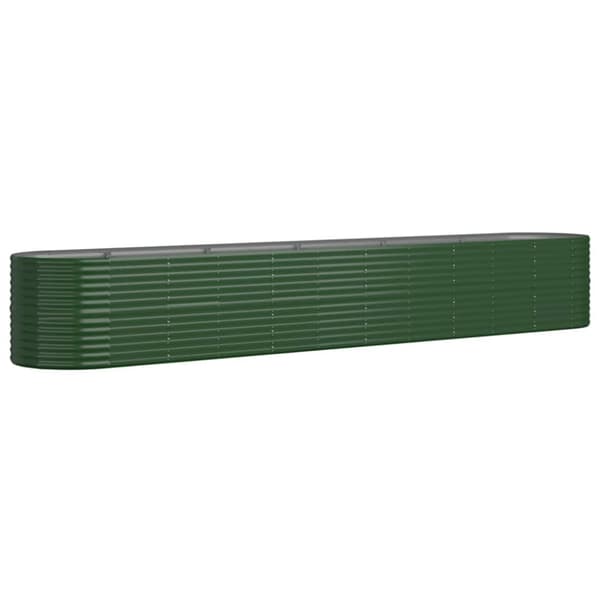 vidaXL plantekasse 440x80x68 cm pulverlakeret stål grøn