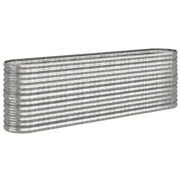 vidaXL plantekasse 224x40x68 cm pulverlakeret stål sølvfarvet