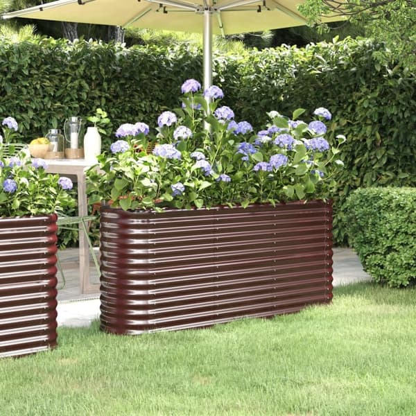 vidaXL plantekasse 152x40x68 cm pulverlakeret stål brun