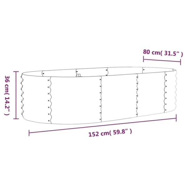 vidaXL plantekasse 152x80x36 cm pulverlakeret stål brun
