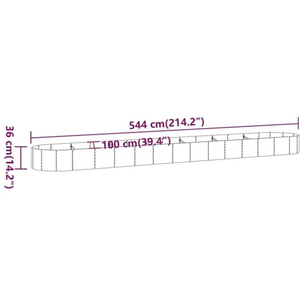 vidaXL Korotettu kukkalaatikko jauhemaalattu teräs 544x100x36cm antr.
