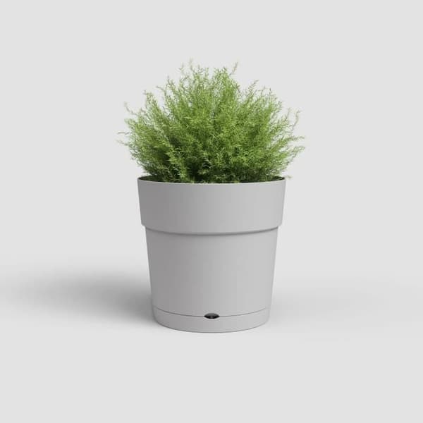 Blomma burk och rund capri -rund - plast - vattentank - diameter 30 cm - ljusgrå - Artevasi