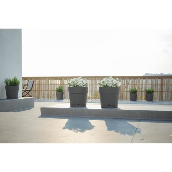 Blomma burk och rund capri -rund - plast - vattentank - diameter 40 cm - antracit - Artevasi