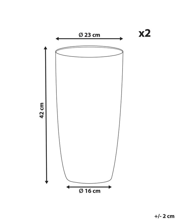 Sæt med 2 Urtepotter Grå Sten Høje Blomsterplantekasser 42 x ø 23 cm Moderne Minimalistisk Udendørs Indendørs Dekorationstilbehør