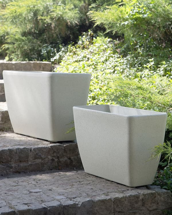 Sæt med 2 urtepotter Beige Blomsterplanter 60 x 27 x 41 cm Moderne Minimalistisk Udendørs Indendørs Dekorationstilbehør