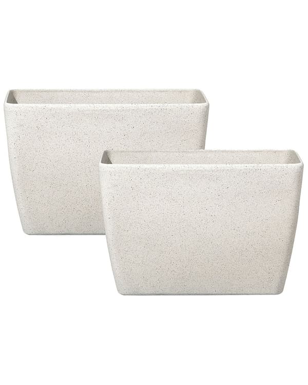 Sæt med 2 urtepotter Beige Blomsterplanter 60 x 27 x 41 cm Moderne Minimalistisk Udendørs Indendørs Dekorationstilbehør