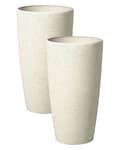 Miniatyrbilde 1 av 9: Sett med 2 blomsterpotter Beige Stein 23 x 23 x 42 cm Rund form Moderne Minimalistisk Utendørs Innendørs Dekorasjon Tilbehør
