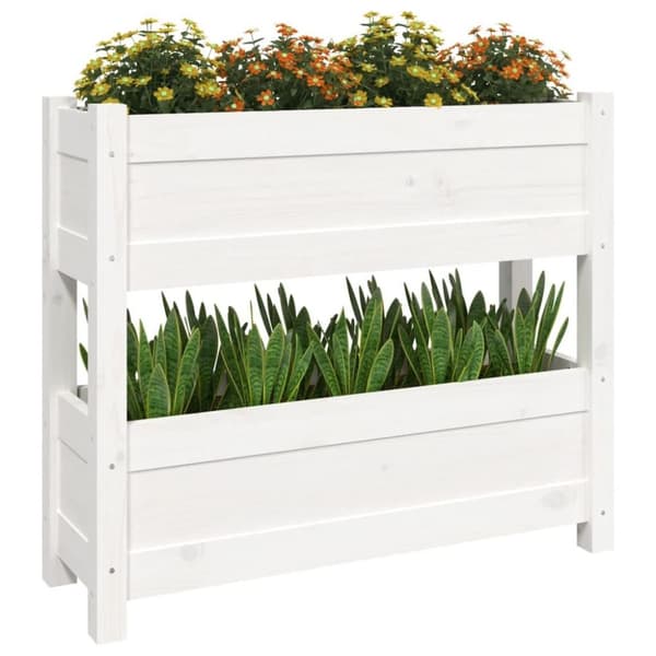 vidaXL Plantekasse hvit 77x25x66 cm heltre furu