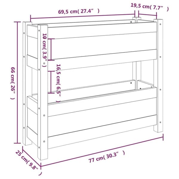 vidaXL Plantekasse hvit 77x25x66 cm heltre furu