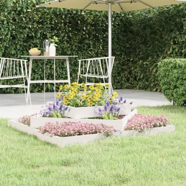vidaXL Odlingslåda vit 112x112x27 cm massiv furu