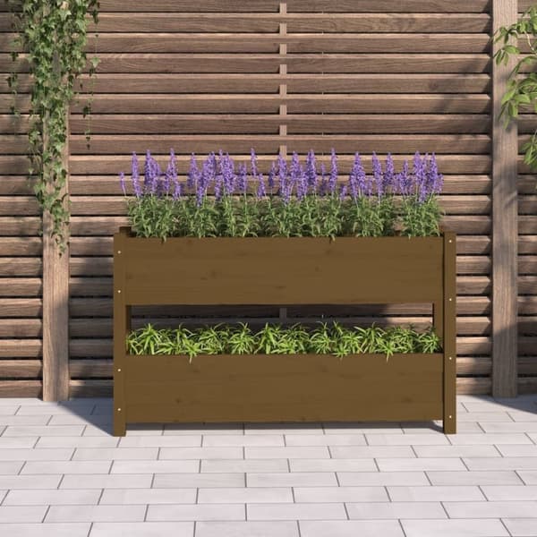 vidaXL Odlingslåda honungsbrun 112x25x66 cm massiv furu