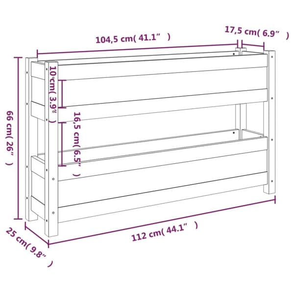 vidaXL Odlingslåda honungsbrun 112x25x66 cm massiv furu