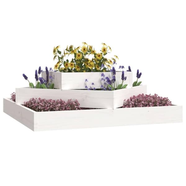 vidaXL Plantekasse hvit 83x83x27 cm heltre furu