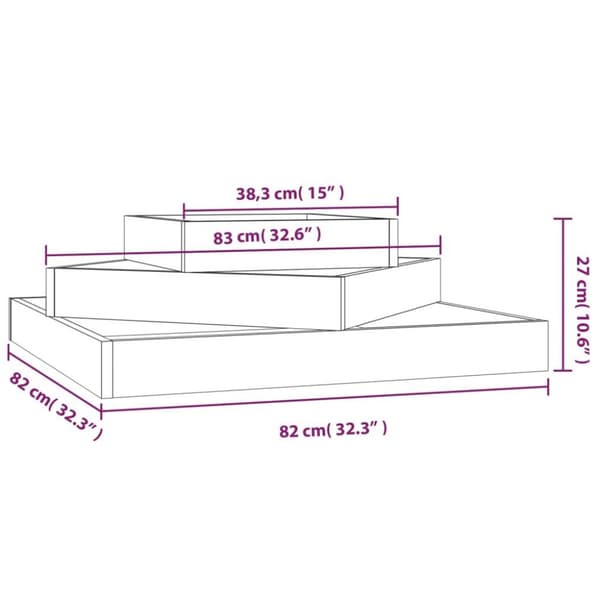 vidaXL Plantekasse hvit 83x83x27 cm heltre furu