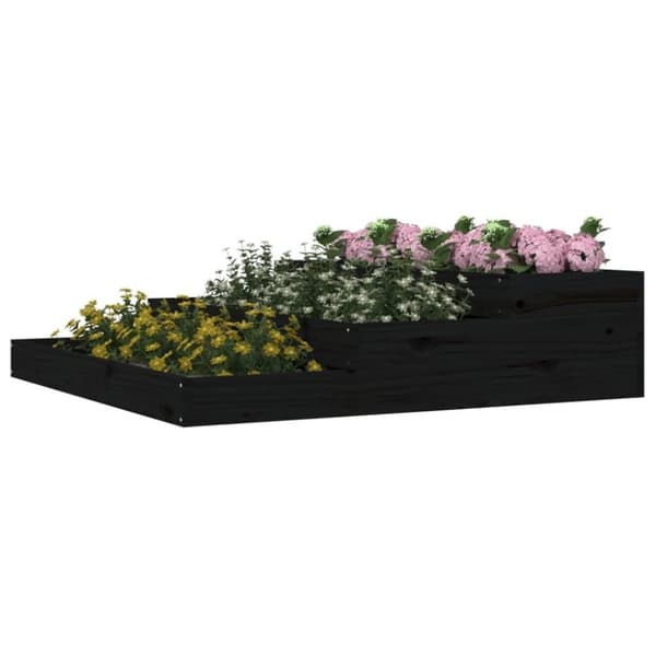 vidaXL Odlingslåda svart 107x107x27 cm massiv furu