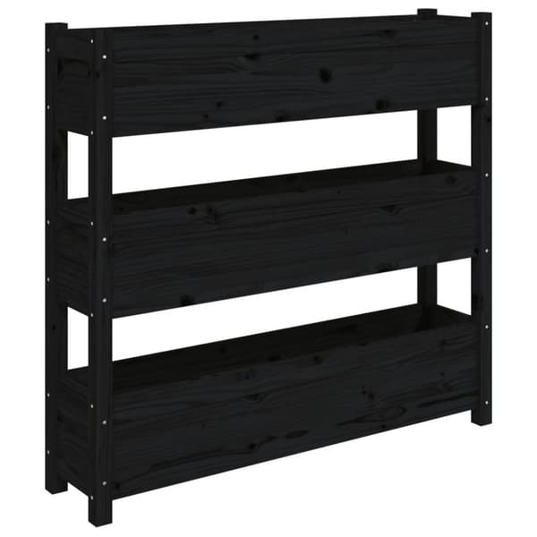 vidaXL Plantekasse svart 112x25x104,5 cm heltre furu