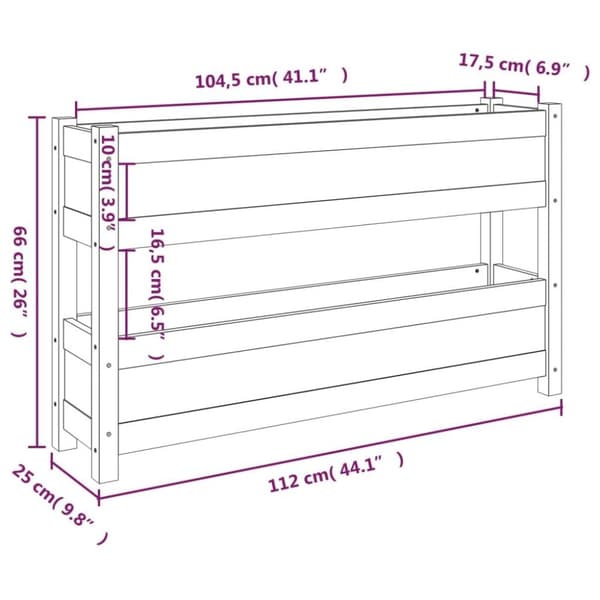 vidaXL Odlingslåda 112x25x66 cm massiv furu