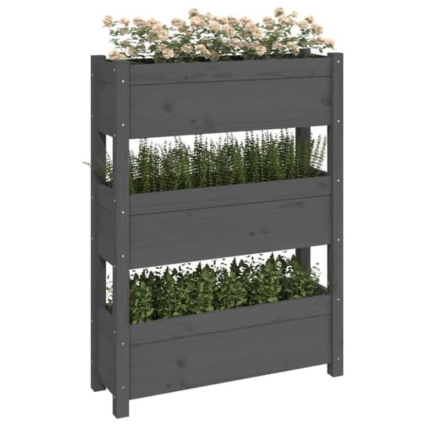 vidaXL Plantekasse grå 77x25x104,5 cm heltre furu