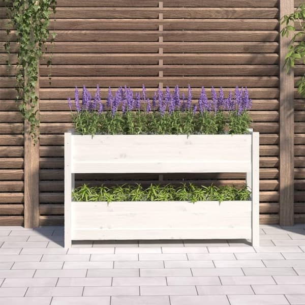 vidaXL Odlingslåda vit 112x25x66 cm massiv furu