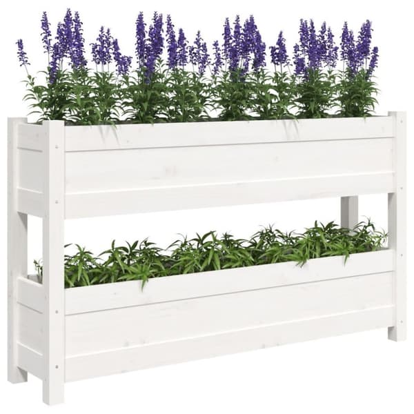 vidaXL Odlingslåda vit 112x25x66 cm massiv furu