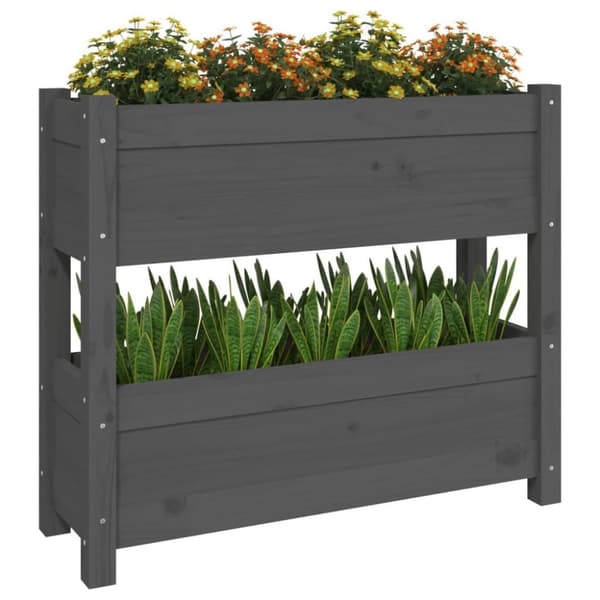 vidaXL Odlingslåda grå 77x25x66 cm massiv furu