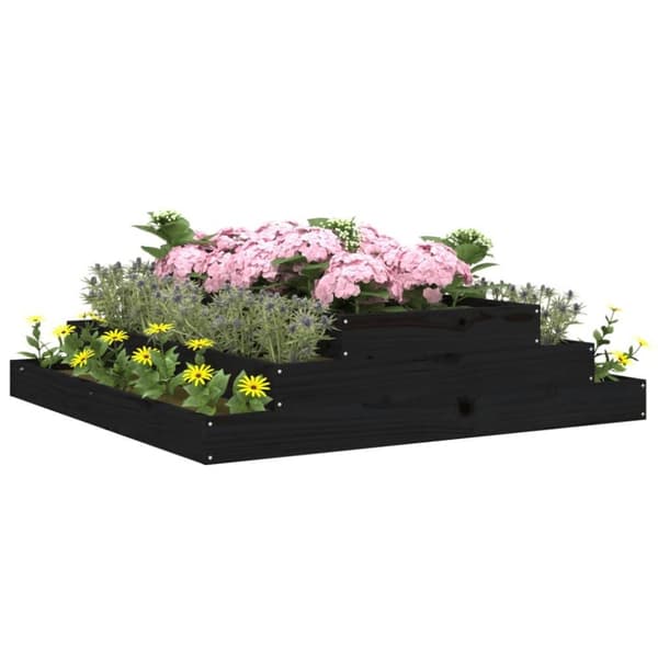 vidaXL Odlingslåda svart 110x110x27 cm massiv furu