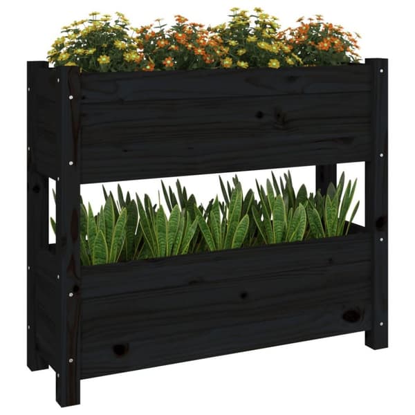 vidaXL plantekasse 77x25x66 cm massivt fyrretræ sort