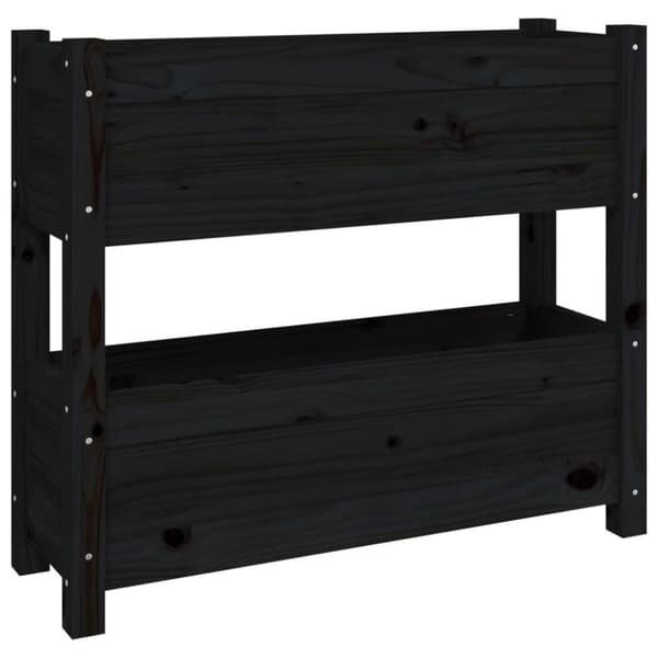 vidaXL plantekasse 77x25x66 cm massivt fyrretræ sort