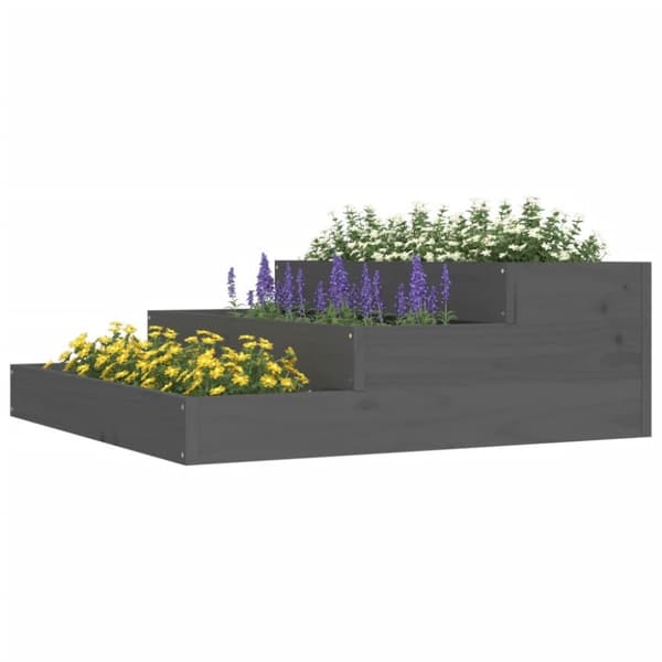 vidaXL Kukkalaatikko harmaa 78x78x27 cm täysi mänty