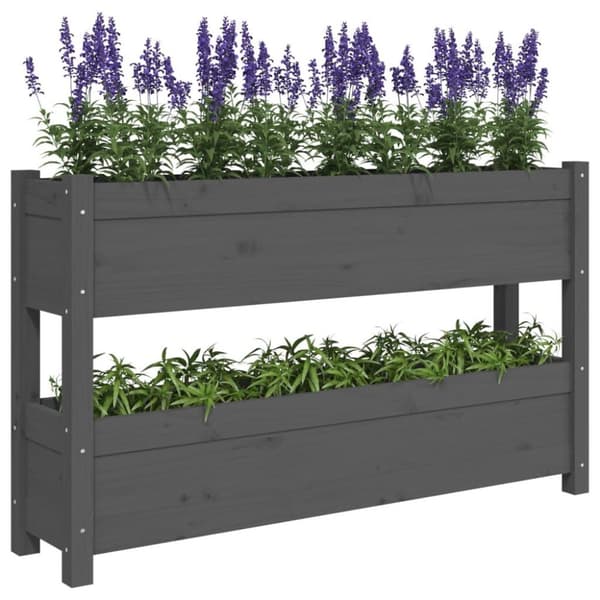 vidaXL plantekasse 112x25x66 cm massivt fyrretræ grå