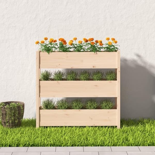 vidaXL plantekasse 112x25x104,5 cm massivt fyrretræ