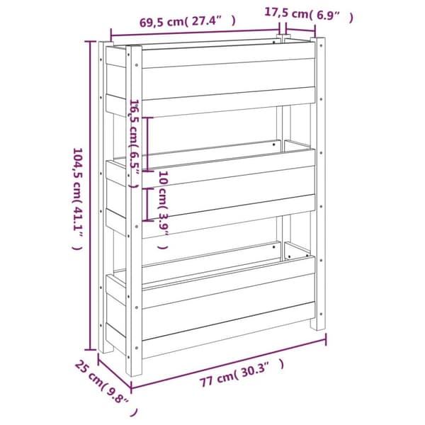 vidaXL plantekasse 77x25x104,5 cm massivt fyrretræ
