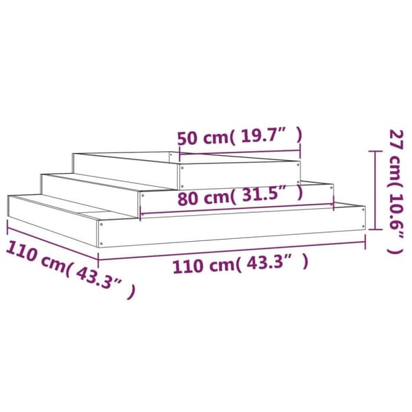 vidaXL plantekasse 110x110x27 cm massivt fyrretræ gyldenbrun