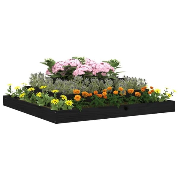 vidaXL plantekasse 110x110x27 cm massivt fyrretræ sort