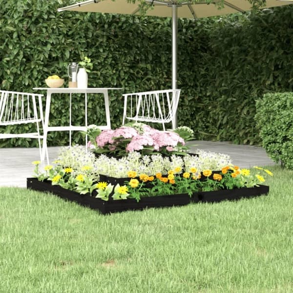 vidaXL plantekasse 110x110x27 cm massivt fyrretræ sort