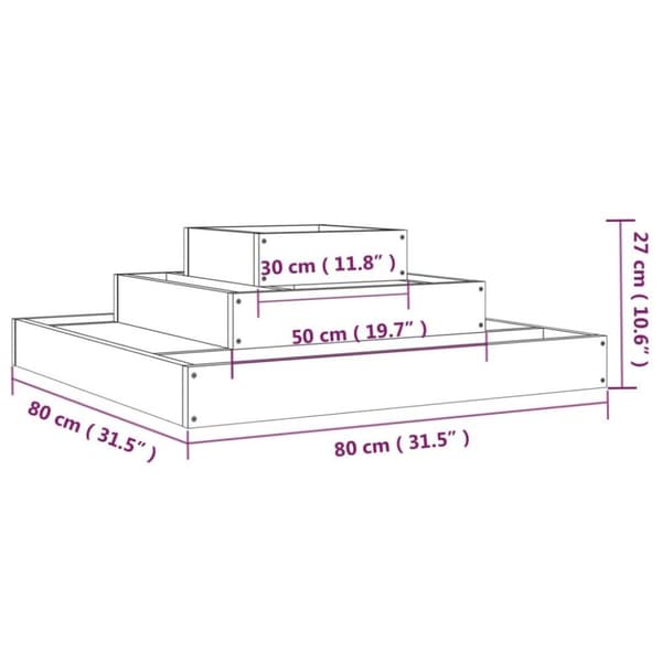 vidaXL plantekasse 80x80x27 cm massivt fyrretræ sort