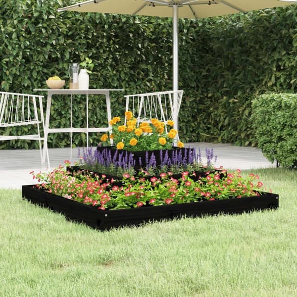 vidaXL plantekasse 80x80x27 cm massivt fyrretræ sort