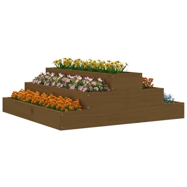 vidaXL plantekasse 80x80x27 cm massivt fyrretræ gyldenbrun
