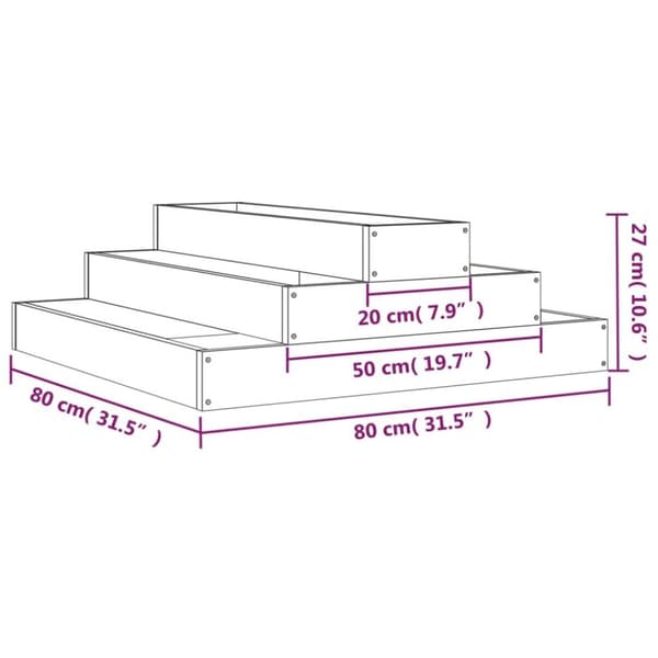 vidaXL plantekasse 80x80x27 cm massivt fyrretræ gyldenbrun