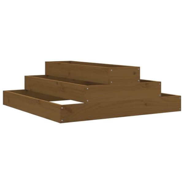 vidaXL plantekasse 80x80x27 cm massivt fyrretræ gyldenbrun