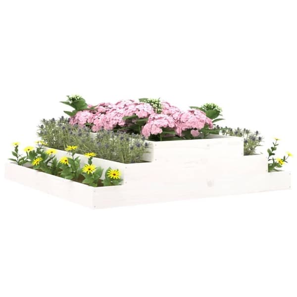 vidaXL plantekasse 110x110x27 cm massivt fyrretræ hvid