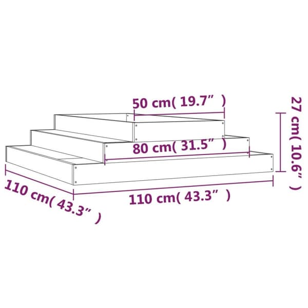 vidaXL plantekasse 110x110x27 cm massivt fyrretræ hvid