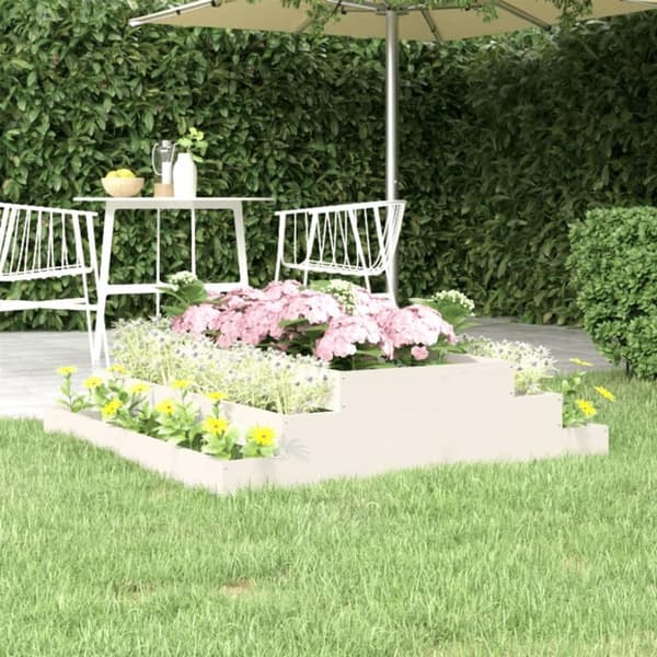 vidaXL plantekasse 110x110x27 cm massivt fyrretræ hvid