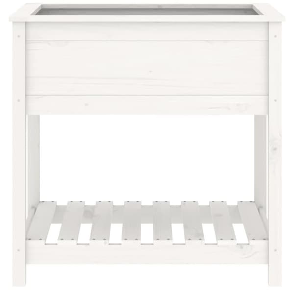 vidaXL Plantekasse med hylle hvit 82,5x54x81 cm heltre furu
