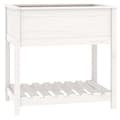 Miniatyrbilde 1 av 9: vidaXL Plantekasse med hylle hvit 82,5x54x81 cm heltre furu