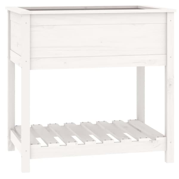 vidaXL Plantekasse med hylle hvit 82,5x54x81 cm heltre furu