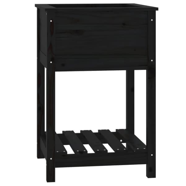 vidaXL Plantekasse med hylle svart 54x54x81 cm heltre furu