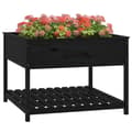 Miniatyrbilde 3 av 9: vidaXL Plantekasse med hylle svart 111,5x111,5x81 cm heltre furu